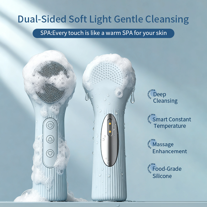 Silicone Face Scrubber Electric - 실리콘 클렌징 브러쉬, 충전식 방수 음파