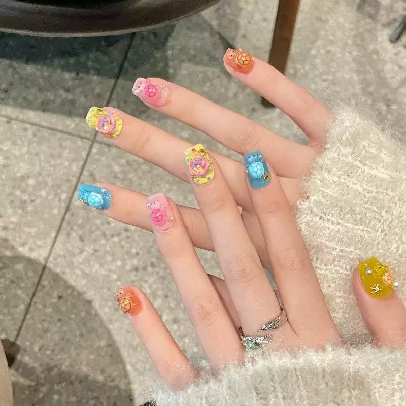 Nail Art - 100개 미니 컬러풀 거북이 레진 참