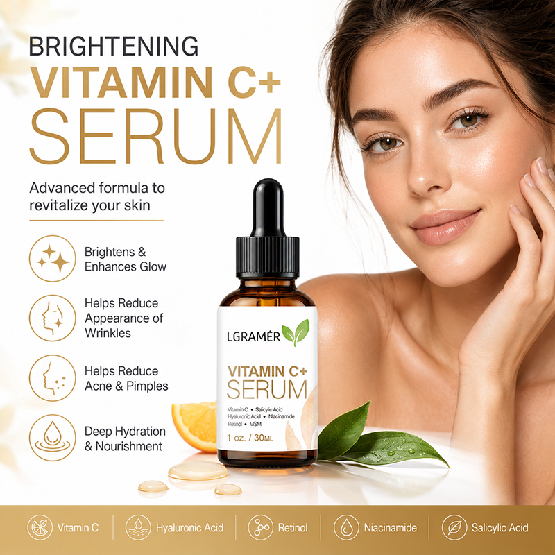 Hyaluronic Acid Facial Serum - 비타민 C+ 히알루론산 함유 브라이트닝 안티에이징
