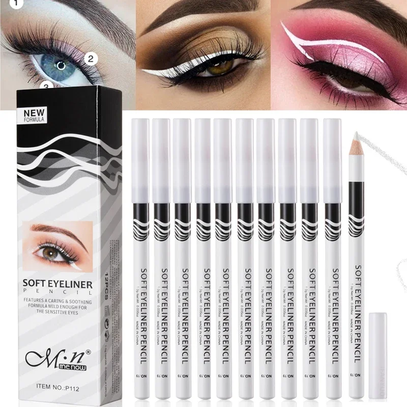 Waterproof Liquid Eyeliner Pen - 12pcs 화이트 아이 라이너 메이크업 부드럽고
