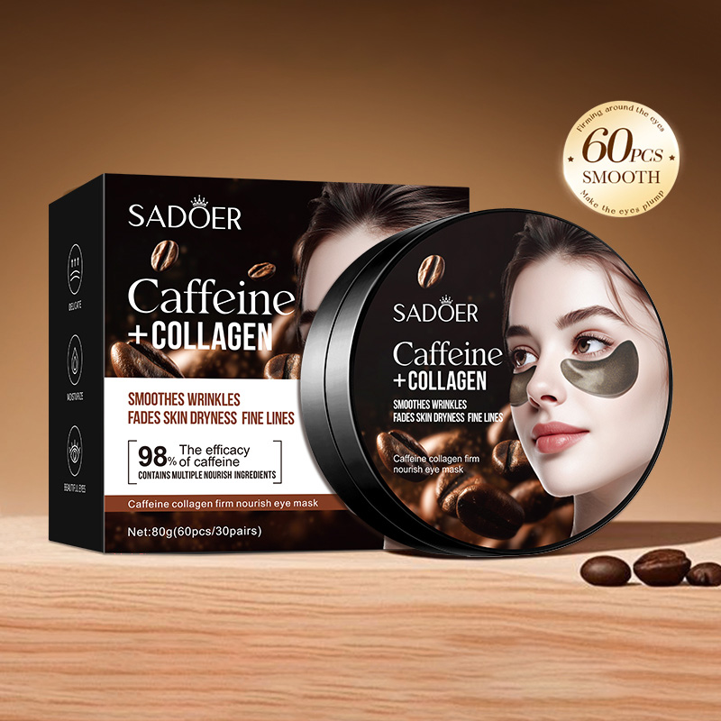 Collagen Under Eye Patches - 60pcs SADOER 카페인 크리스탈 콜라겐 아이