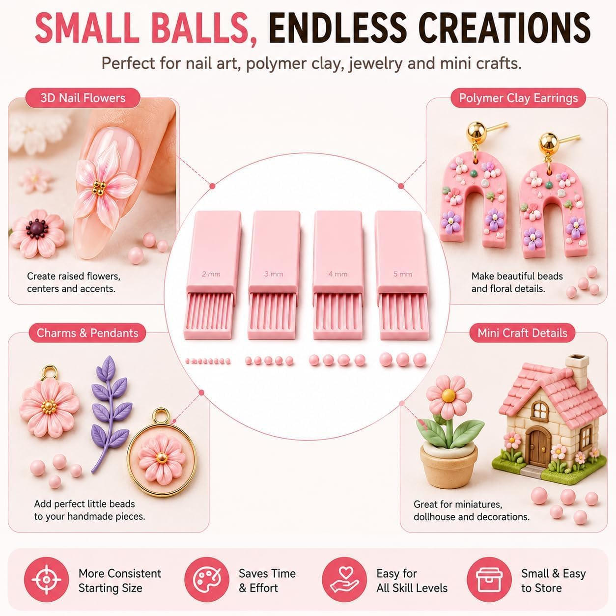 4개입 3D 프린트 클레이 젤 볼 메이커 도구, 3D  - Nail Art 리뷰 및 가격