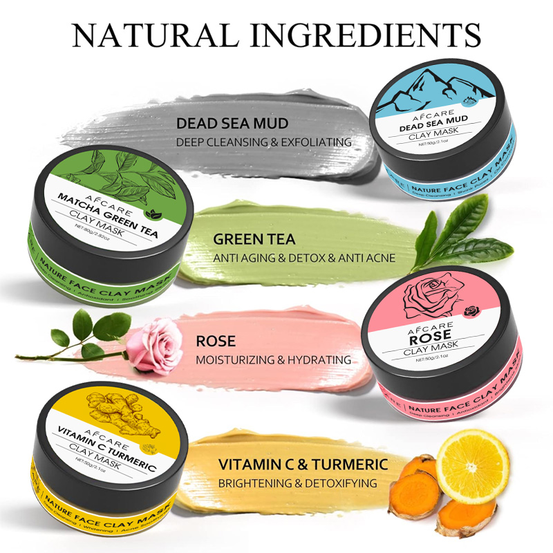 4 Pcs 클레이 페이셜 마스크 세트 심황 비타민 C  - Green Tea Cleansing Clay Mask 리뷰 및 가격