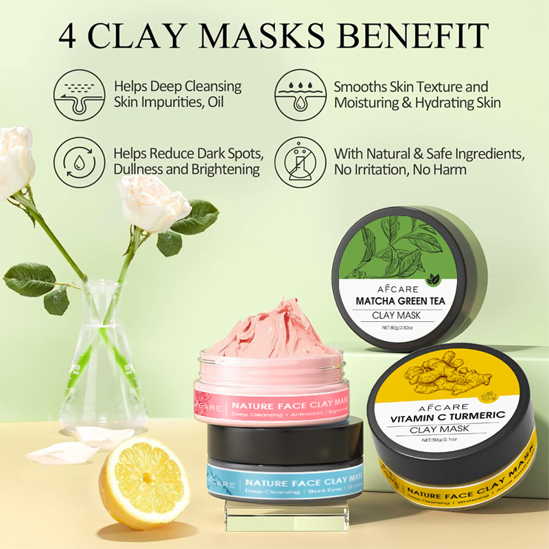 4 Pcs 클레이 페이셜 마스크 세트 심황 비타민 C  - Green Tea Cleansing Clay Mask 리뷰 및 가격