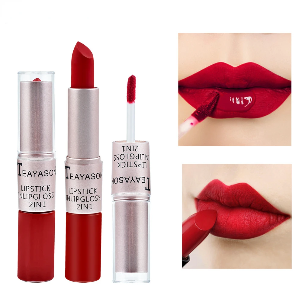 1PC 핑크 립스틱 섹시한 립 글로스 2 in 1 립  - Matte Velvet Lip Tint Long Lasting 리뷰 및 가격