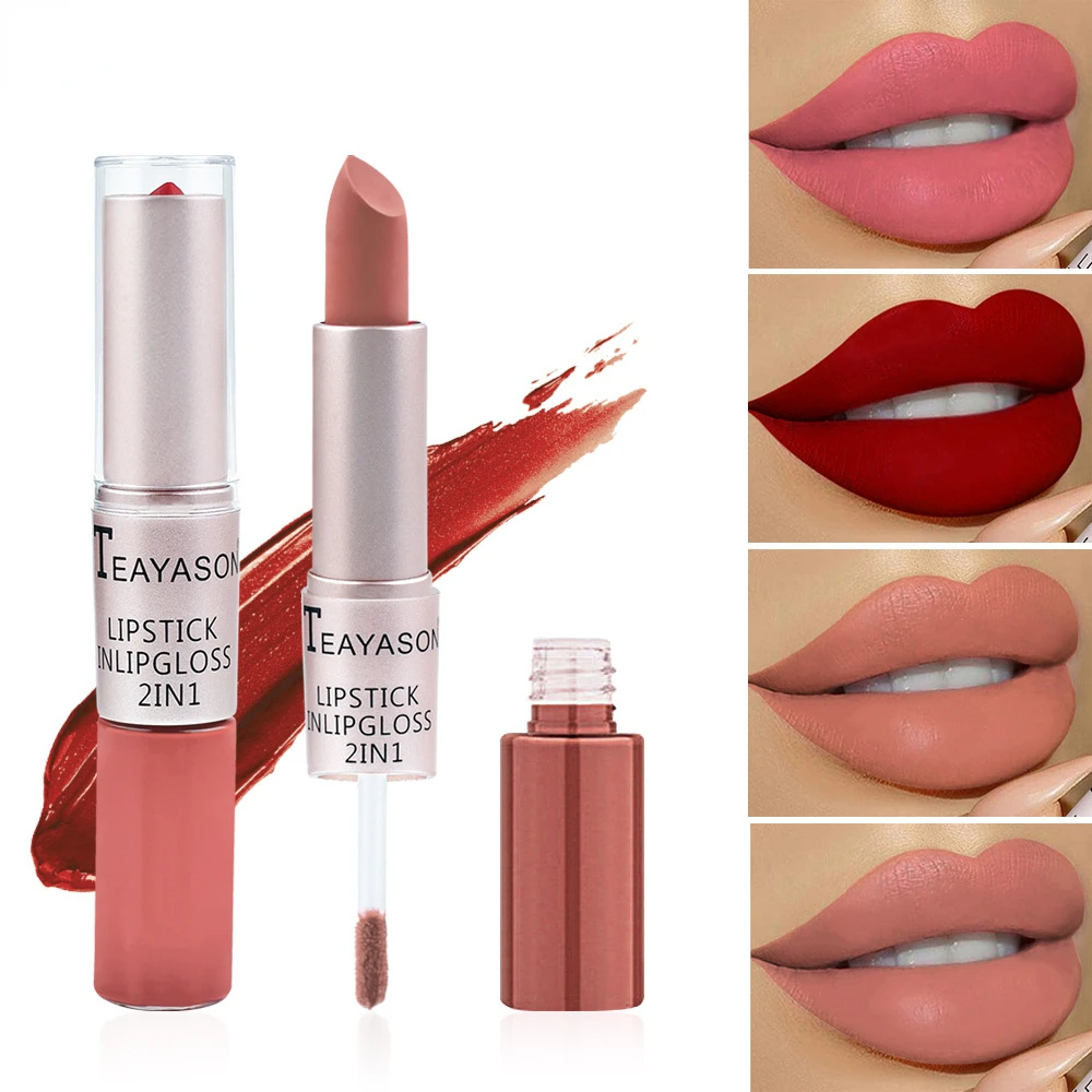 1PC 핑크 립스틱 섹시한 립 글로스 2 in 1 립  - Matte Velvet Lip Tint Long Lasting 리뷰 및 가격
