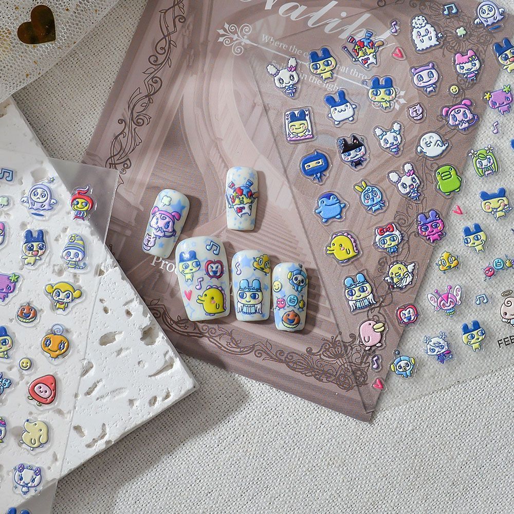 다마고치 만화 3D 엠보싱 네일 아트 스티커 캐릭터 네 - Nail Art 리뷰 및 가격