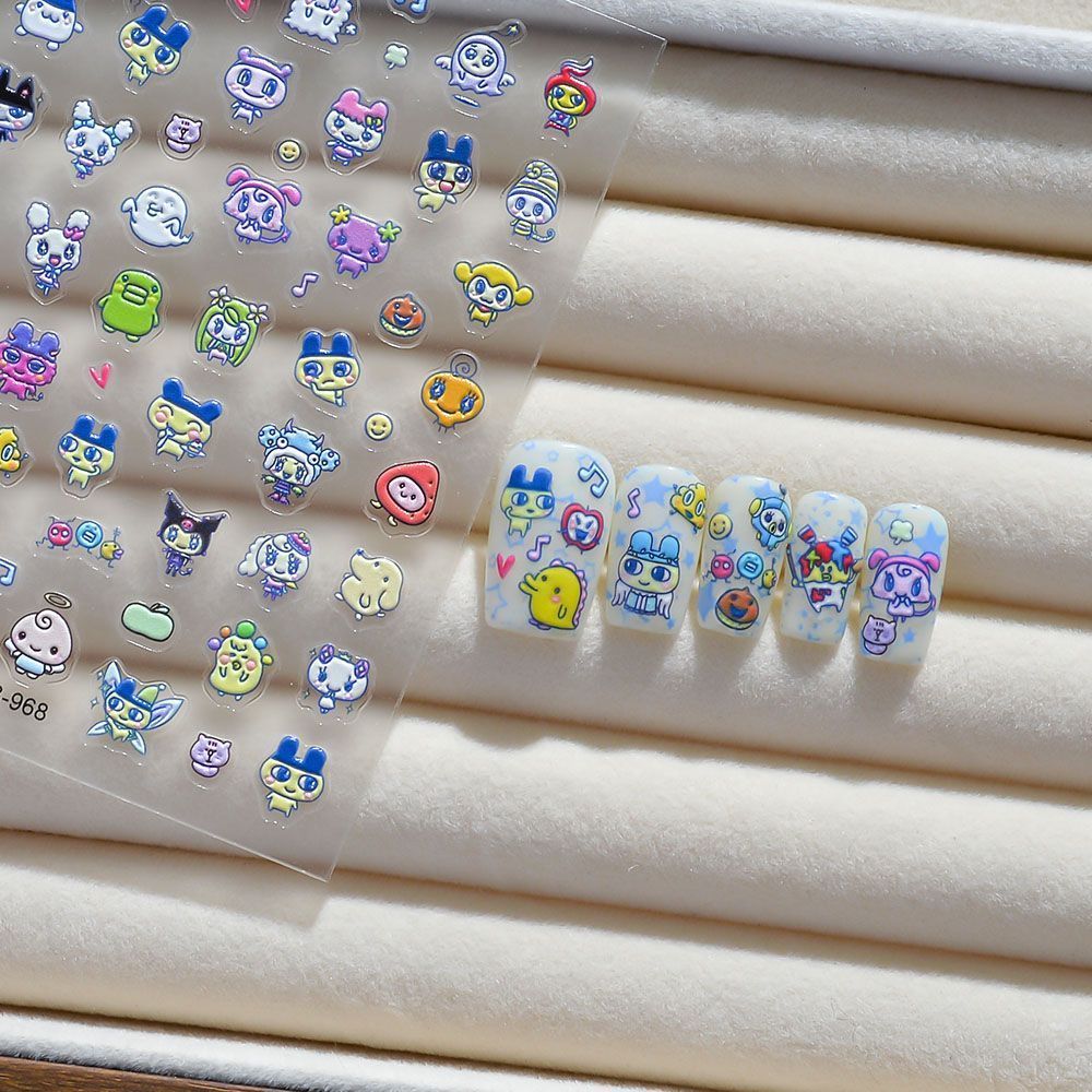 다마고치 만화 3D 엠보싱 네일 아트 스티커 캐릭터 네 - Nail Art 리뷰 및 가격