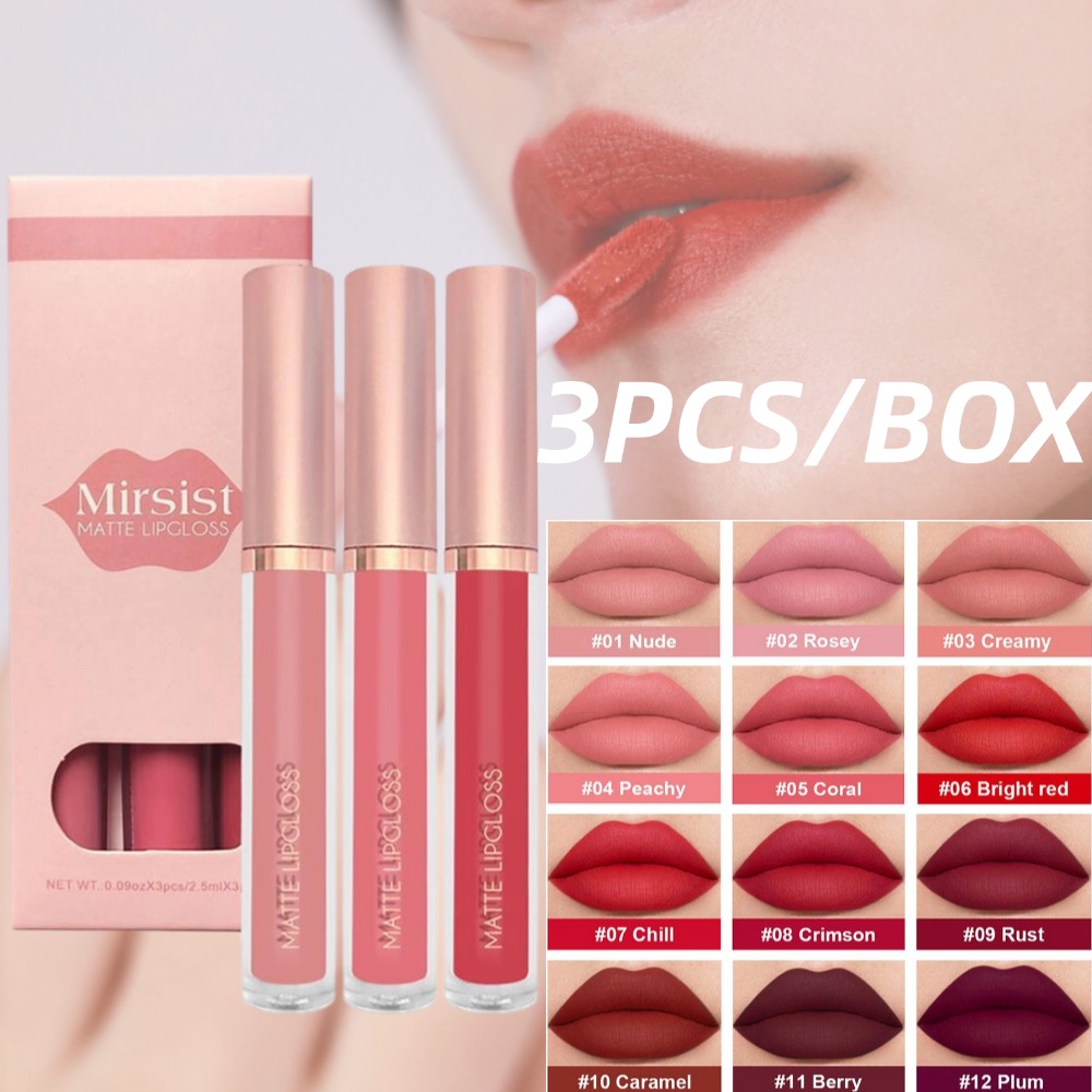 3 개/대 누드 립 글로스 매트 벨벳 립스틱 방수성 오 - Matte Velvet Lip Tint Long Lasting 리뷰 및 가격
