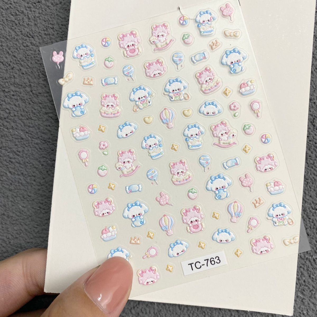 귀여운 피아노 양 릴리프 네일 아트 스티커 만화 3D  - Nail Art 리뷰 및 가격