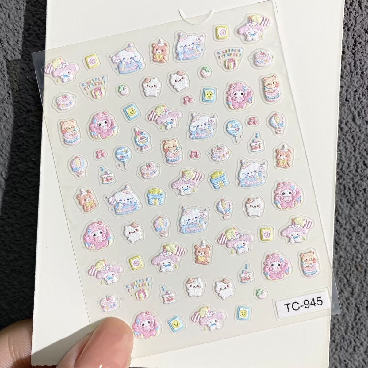 귀여운 피아노 양 릴리프 네일 아트 스티커 만화 3D  - Nail Art 리뷰 및 가격
