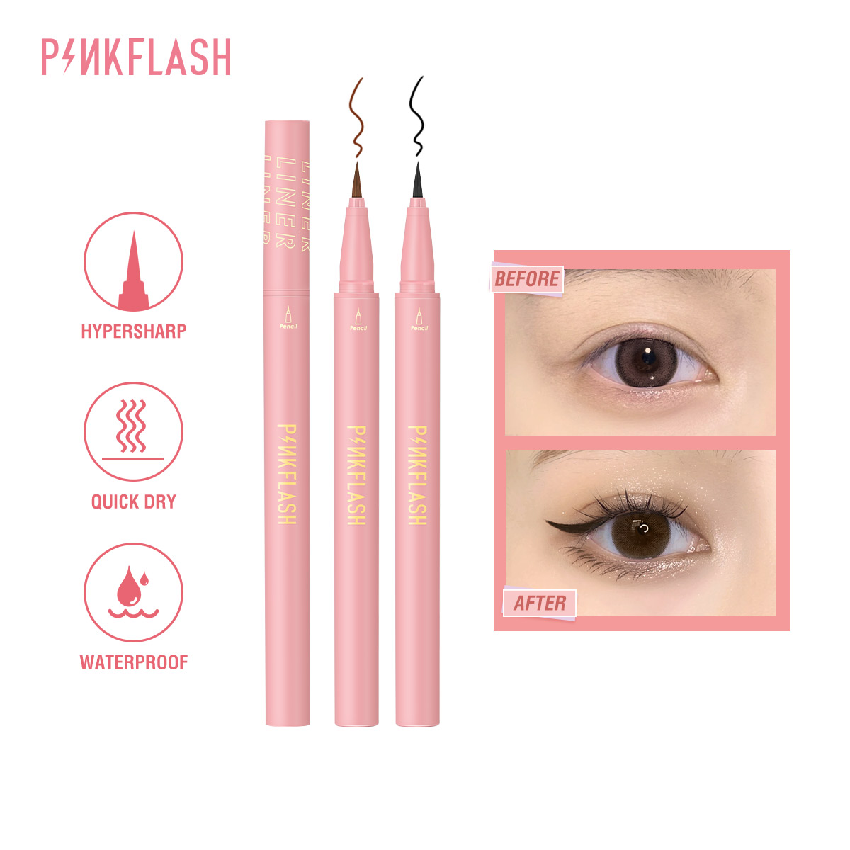 PINKFLASH 검은 액체 아이 라이너 연필 방수 오 - Waterproof Liquid Eyeliner Pen 리뷰 및 가격