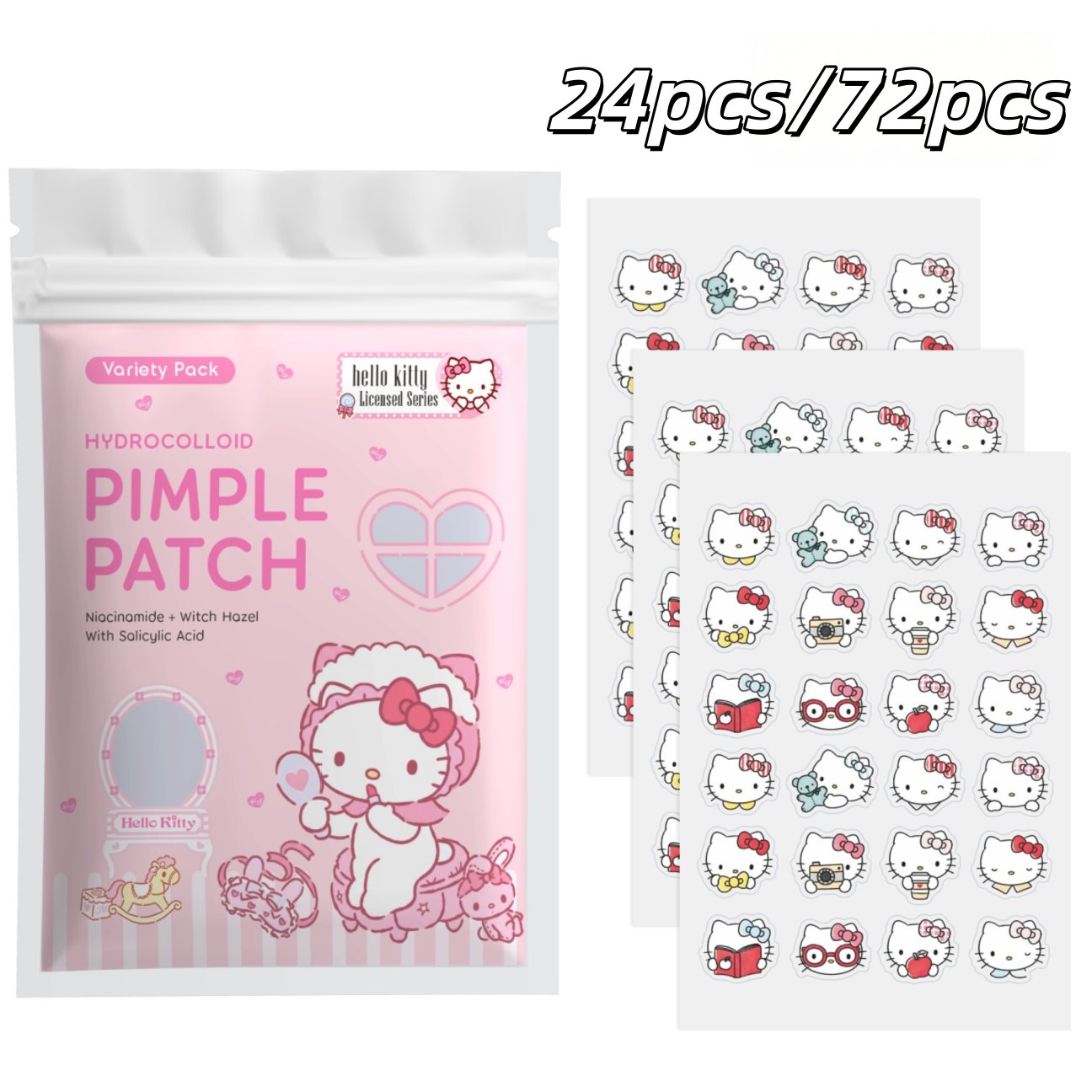 24/72개입 헬로키티 하이드로콜로이드 여드름 패치,  - Hydrocolloid Pimple Patch 리뷰 및 가격