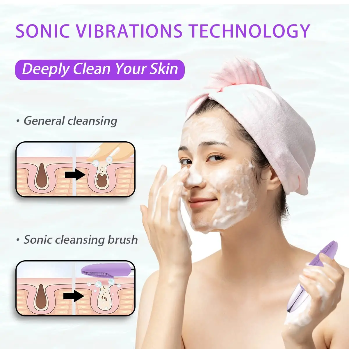 페이셜 전기 실리콘 클렌징 브러시, 초음파 진동 마사지 - Silicone Face Scrubber Electric 리뷰 및 가격