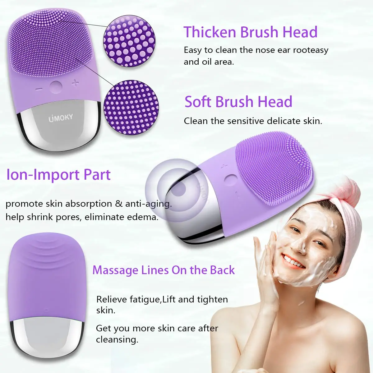 페이셜 전기 실리콘 클렌징 브러시, 초음파 진동 마사지 - Silicone Face Scrubber Electric 리뷰 및 가격