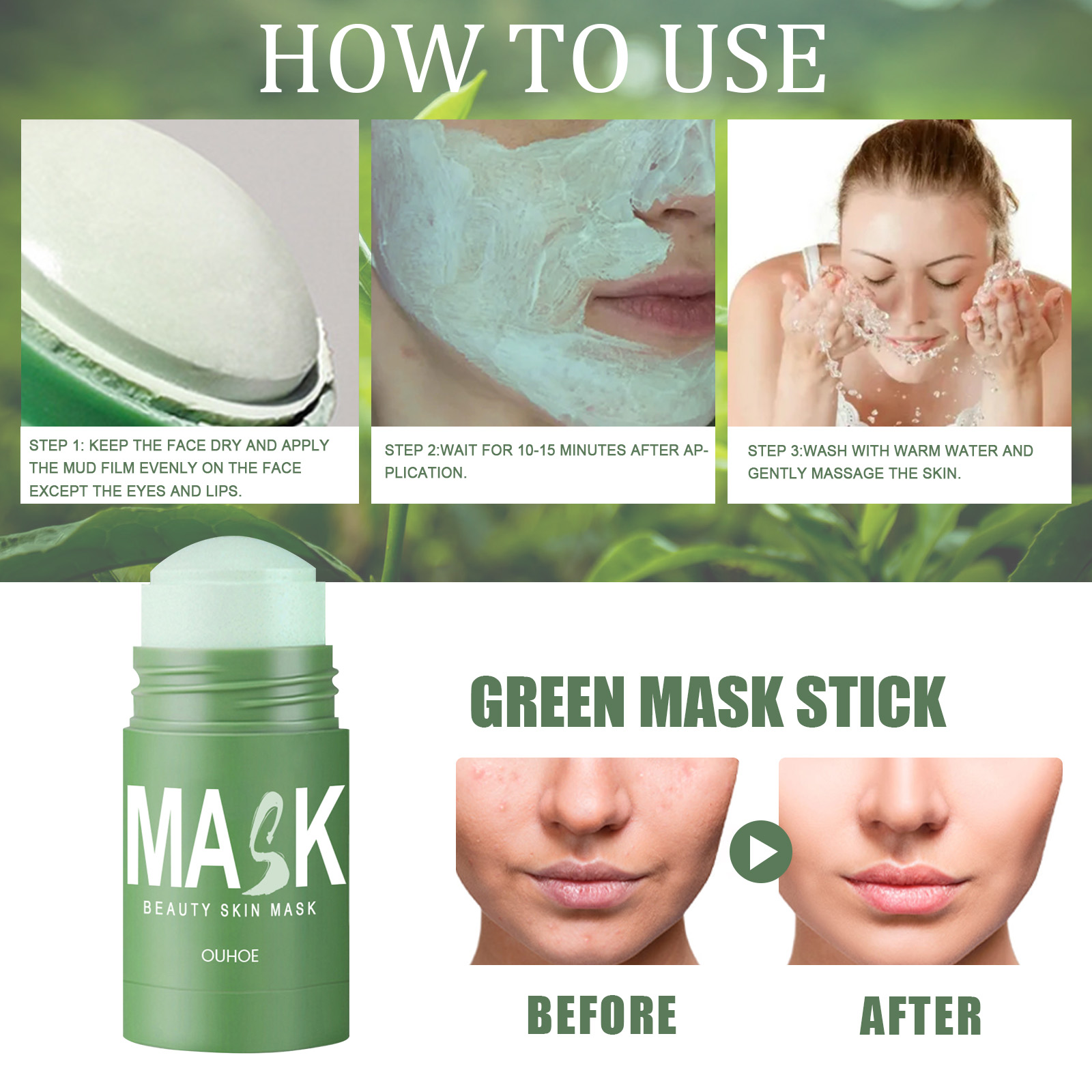 녹차 고체 마스크 스틱 - 딥 클렌징, 모공 개선, 잡 - Green Tea Cleansing Clay Mask 리뷰 및 가격